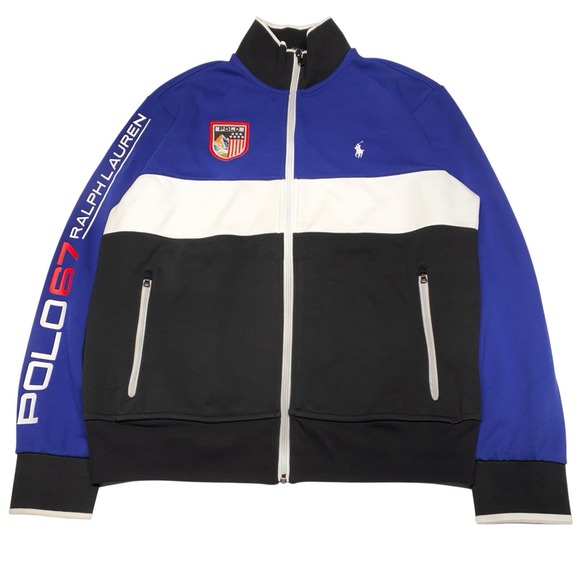 Polo Ralph Lauren Track Jacket Color‎ Block Blue 1967 Men's Medium Pony Preppy - Picture 1 of 10